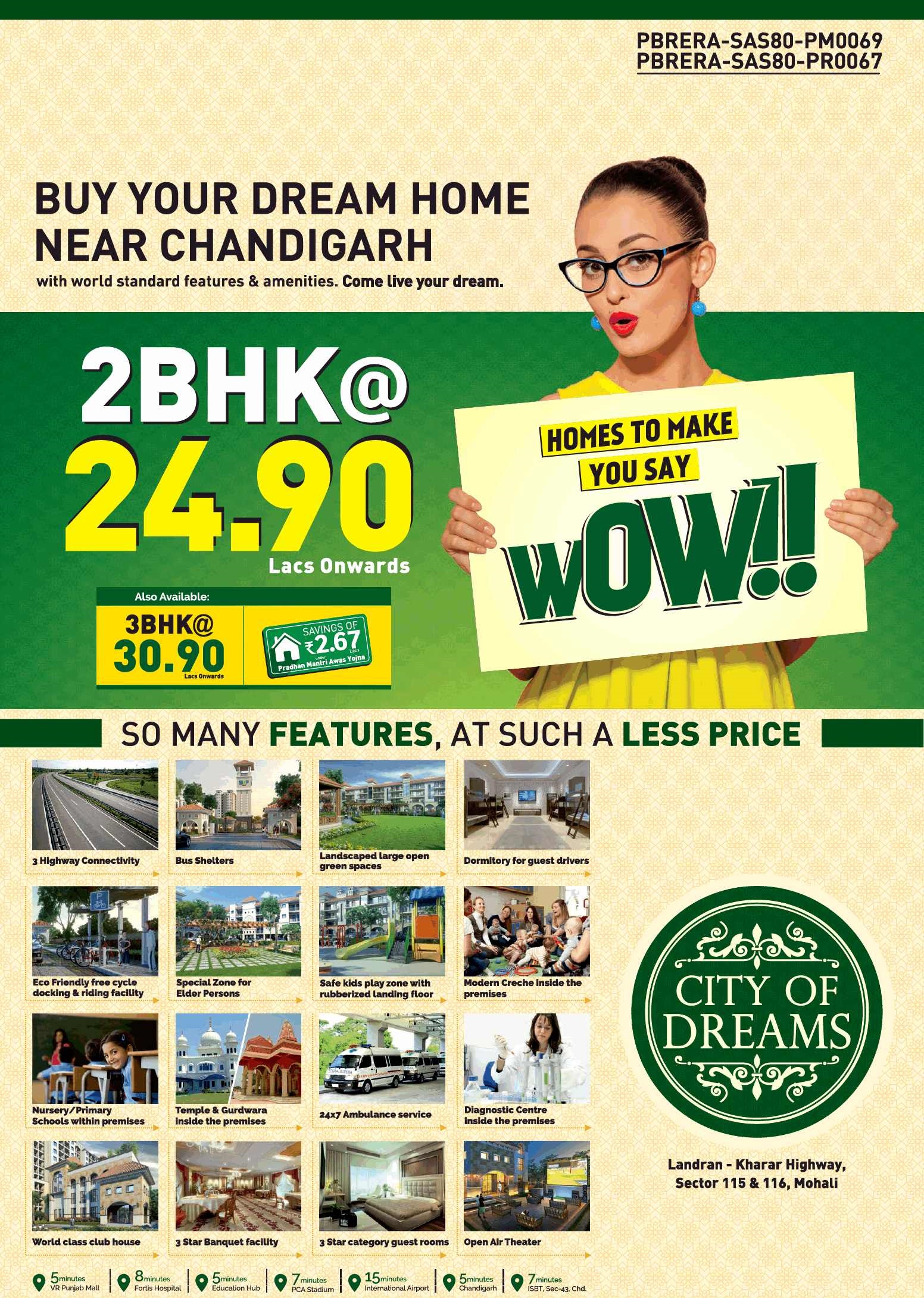 Book your dream home with worlds standard features & amenities at SBP City of Dreams in Mohali